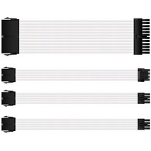 슬리빙 케이블 24핀 dc전원 그래픽카드 8핀 플랫 pcie 연장케이블 컴퓨터튜닝, 화이트