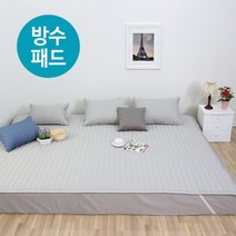 [아이닉스] 고정밴딩 순면 누빔 패밀리침대 방수패드 300 x 200(Q+Q), 색상:그레이 방수패드