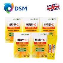 (내츄럴가이아) 영국산 비타민C 가루 분말 맛있는 비타민C 1000 30포 고함량 DSM 비타민씨 분말 스틱 아스코르빈산 아스코르브산, 30포 x 5