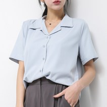 [오버나인] 여성 링클프리 오픈 반팔셔츠 블라우스
