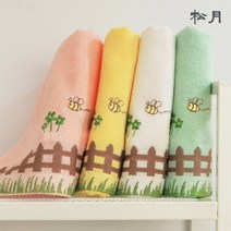 송월타올 허니펜스 캐릭터수건 20수 90g 34X75cm, 연노랑