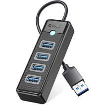 오리코 4포트 LED 5Gbps 무전원 USB3.0 허브 PW4U-U3, 블랙*0.15M, USB3.0*4