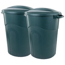 United Solutions ECOSolution 20 Gallon Round Waste Container ECO Green Easy to Carry Garbage Can wit, 20 Gallon - 2 Pack, Non-Wheeled