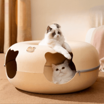 고양이 터널 커튼 블록 미로 종이 숨숨 치즈 하우스 봉투 바스락 캣터널 팝콘 도넛 원목, M-50*50*20cm (권장체중 8근 이내), 옵션6