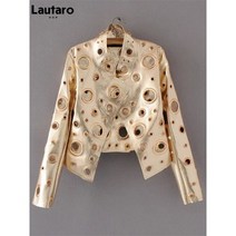 여성 크롭 가죽 자켓