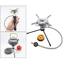 Portable Camping Gas Stove 4500W Outdoor Burner High Efficiency Stainless Steel Picnic BBQ Tools f, 02 Stove with Converter