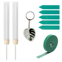 미화부장 몬스테라 소품 중품 플라스틱 식물 화분 지지대 수태봉 세트, 식물지지대2p+벨크로1P+식물이름표5P+ 식물키링