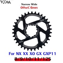 자전거 크랭크암 VXM 자전거 크랭크셋 Al 7075 CNC 32T 34T 36T 38T Sram XX1 XO1 GX X9 mtb 부품용 좁은 와이드 체인링 체인휠, 02 Offset 6mm Black_02 30T