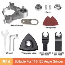 m10m14 나사산 앵글 그라인더 변환 헤드 어댑터(유형 100 115 125 앵글 그라인더 액세서리용 전원 진동 도구 포함), 상자가 있는 m14