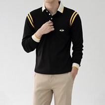 스타일에스 남자 슬림핏 봄 가을 테이프 벌 긴팔 카라 티셔츠