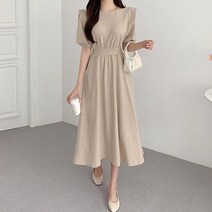 보드미 20대미니원피스 와이드 카라 버튼 귀여운 주름 여름 반팔 원피스