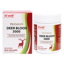 Hi Well Premium Deer Blood 3000 500Softgels 하이웰 뉴질랜드 프리미엄 디어 블러드 녹혈 500 캡슐, 1개, 500캡슐