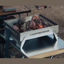 낮은 사각 스텐 캠핑화로대 폴딩 경량 피크닉 숯통 바베큐 드럼통화덕 캠핑장비 화덕