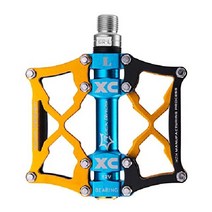 ROCKBROS 산악 자전거 페달 MTB BMX/MTB 자전거용 경량 알루미늄 합금 플랫폼 9/16, 블랙 골든, 1개