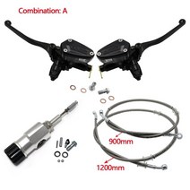 [해외]Honda Yamaha Kawasaki에 적합한 125-250cc 수직 엔진 오토바이 용 유압 클러치 1200mm 블랙 레버 마스터 실린더, A