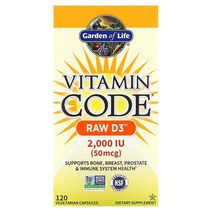 Garden of Life (가든 오브 라이프) Vitamin Code RAW D3 50mcg(2 000IU) 베지 캡슐 120정, 2000 IU, 120 개