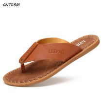 CNTCSM여름 소가죽 밑창 쿨링 조리 남자 워싱 가능 헤링본 소가죽 발꿈치 슬리퍼 남성화
