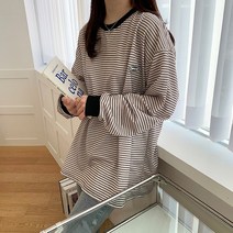 포미데이 빅사이즈 체형커버 루즈핏 스트라이프 티셔츠