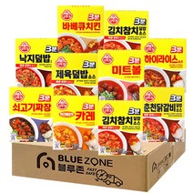 블루존 오뚜기 3분소스 9종 1세트 (쇠고기짜장+카레약간매운맛+김치참치덮밥2개+춘천닭갈비+낙지덮밥+제육덮밥+하이라이스+바베큐치킨+미트볼)