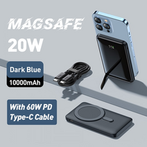 baseus 20w 자기 무선 충전기 전원 은행 10000mah 무선 충전 외부 배터리 for iphone 13 12 pro max, 주황색