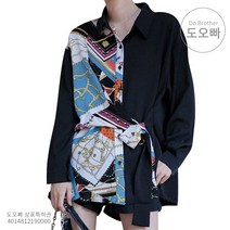 도오빠 여자셔츠 블라우스 비대칭 반쪽 모던 프린트 긴팔 긴소매 오피스룩 커리우먼 데이트룩 데일리룩 봄 여름 가을 직장인 대학생 캐주얼 패션 코디 여성 셔츠