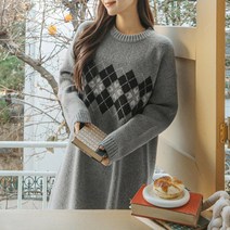 [마이더스비] 마르 아가일 니트 원피스