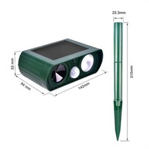 멧돼지 퇴치 퇴치기 Solar Powered Ultrasonic Outdoor Dog Cat Bird Insect Motion Repeller Animal Sensor Flash, [01] Grass green