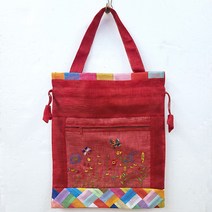 전통 모시 에코백 꽃 나비 자수 숄더백 여름용 가벼운 한복 가방 기념품 부모님 외국인 선물