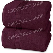 미국 점보 목욕 큰타월 2피스 600GSM 100퍼센트 링스펀 코튼 고흡수성 및 퀵 드라이 초대형 88.9 x 177.8cm, 2개, M. 부르고뉴
