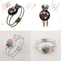 후야몰/대량구매 프시케 원터치 팔찌 5개세트 공방 수업용 반제품 프랑스자수 퀼트, CF130프시케원터치팔찌-은색5개