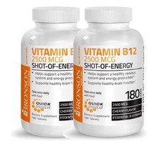 브론슨 Bronson 설하 비타민B12 2500mcg 샷오브에너지 180정, 2팩
