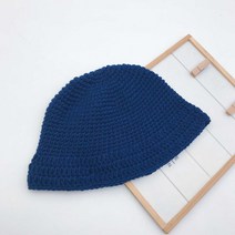 레드콤마 벙거지모자뜨기 DIY패키지+코바늘8호+돗바늘+동영상 뜨개질 DIY 패키지, 단색파랑, 1개