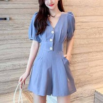 새로이 9P83E49Z 여성 멜빵 반바지 점프수트 여름