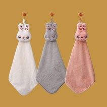 블라제스 토끼 코랄 캐시미어 고리 핸드 타올 3종 세트, 1세트