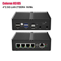 팬리스 미니 PC 4 * 인텔 i225 2.5G 1 * RJ45 COM HDMI DP pfSense 부드러운 라우터 ESXI AES-NI 방화벽 컴퓨터 TV 박스, No System, 미국, No RAM No Storage