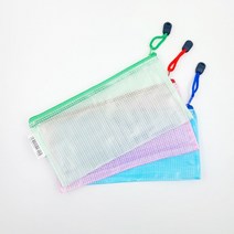 (A5사이즈) 학용품 수납용 투명 지퍼 파우치 매쉬 필통