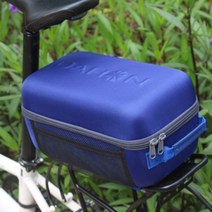 자전거 뒷좌석 짐가방 짐받이 미니 트렁크 부착식 휴대용 자전거 방수 가방, 블루 하드케이스+레인커버+롱밴드