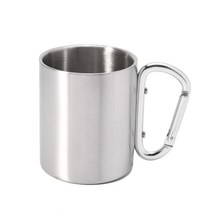 220ml DIY D-Ring Carabiner Hook Handle Water Coffee Cup Cup Cup Cufe Cup이있는 스테인레스 스틸 여행 머그잔 사용자 정의