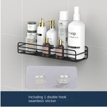 틈새 모서리 코너 수납장 철 욕실 선반 벽 마운트 아니 샤워 룸 샴푸 스토리지, 블랙 더블 후크
