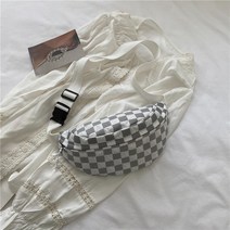 바둑판 체크 가슴가방 여 크로스 힙색 남일계 스포츠 핸드폰 파우치