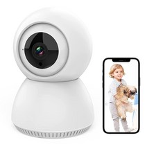 ZJX 실내 Wi-Fi 카메라 휴대폰 앱이 있는 반려동물 카메라 개/고양이/아기/노인/보모용 1080P 홈 보안 캠 양방향 통화 모션 추적 모션 및 사운드 감지 알렉사
