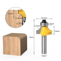 목재 목공 공구 텅스텐 카바이드 베어링 밀링 커터가있는 8mm 코너 라운드 오버 라우터 비트