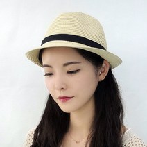 SH101-1 쁘띠 리본 중절모 남녀공용 커플페도라 여름모자 밀짚모자 비치모자 여자모자 여자페도라 밀짚페도라