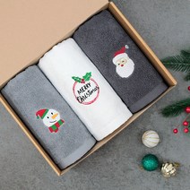 어메니티타올 크리스마스 에디션 150g 3장 수건 선물세트 송년회 단체 기념 타월, 색상 골고루