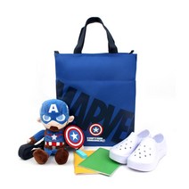 쨍한 블루 캡틴아메리카 로고 방패 남아보조가방 초등고학년 키즈슈즈백