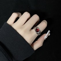 패션반지 써지컬반지오팔 미적 Egirl 할로우와 불규칙한 반지 여성을 위한 빈티지 레드 스톤 Y2k 플라워 버