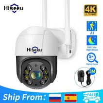 외부cctv Hiseeu-스마트 와이파이 PTZ 카메라 8mp 4K 5x 디지털 줌 AI 인간 감지 ONVIF 무선 CCTV IP 홈 시큐리티 보호, [09] 8MP 4K 64G card, [02] 미국 플매트 카펫 러그