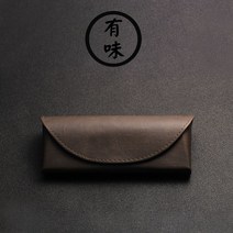 명품 수제 안경케이스 슬림 양바 컬러 가죽 고급 슬림 휴대용 보관 슬림한 접이식 안경집, 브라운