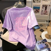 여름 여성 상의 여성 캐주얼 티셔츠 트렌디한 반팔 상의녀 여학생 스포츠 반팔 루즈핏 면 함유량65%