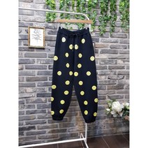 스마일 패턴 니트 조거 바지